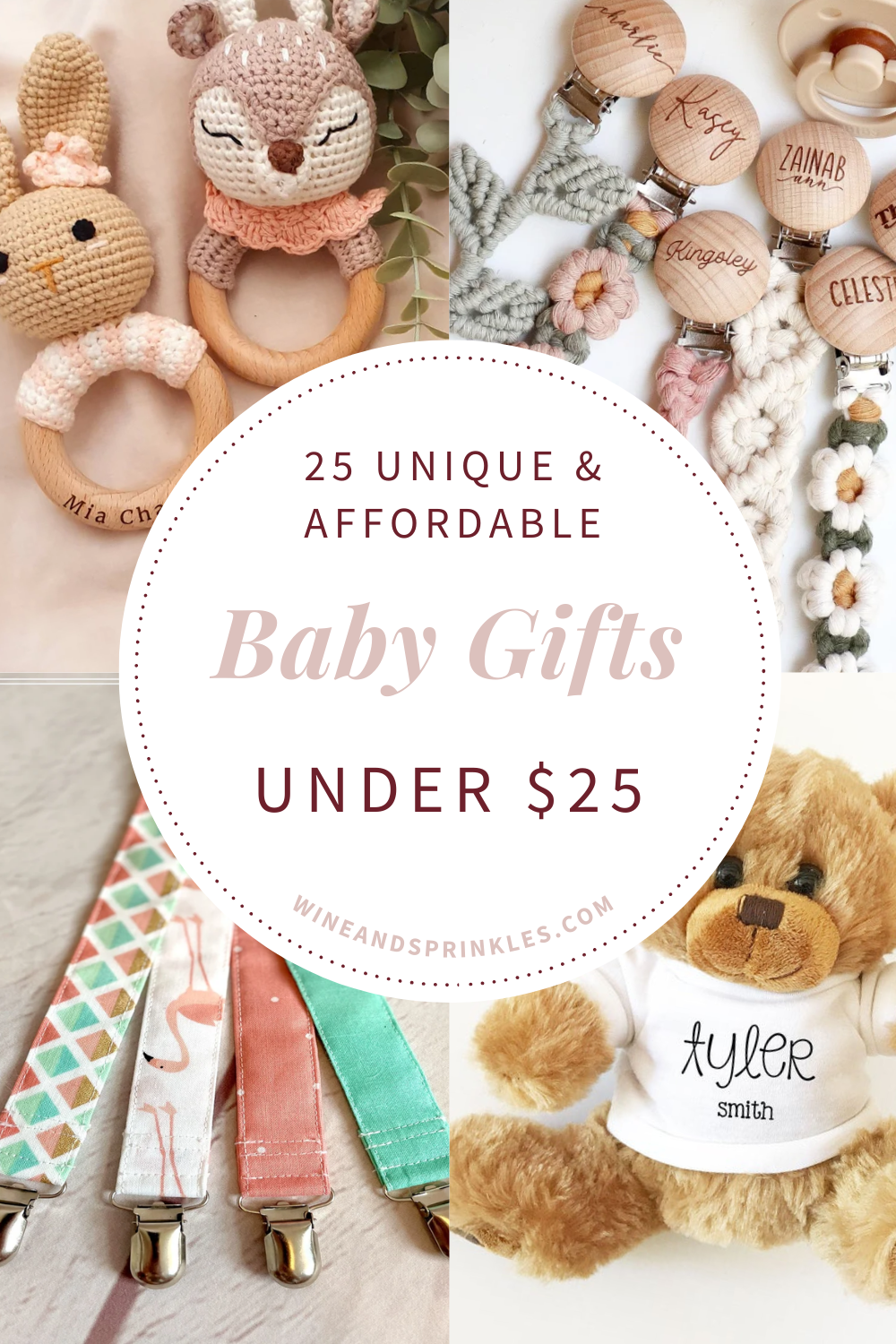 Affordable baby shower gifts under $50 including onesies, books, and small toys