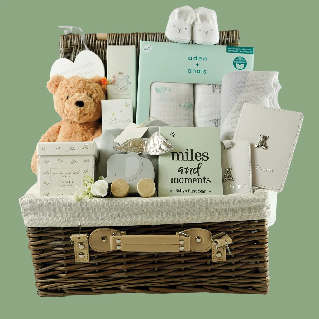 High-end luxury baby gifts including designer clothing and premium nursery items